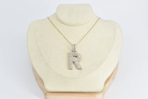 10K 4.10 Ctw Diamond Encrusted R Monogram Name Pendant Yellow Gold