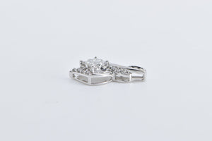 14K 0.45 Ctw Diamond Wavy Design Vintage Curvy Pendant White Gold
