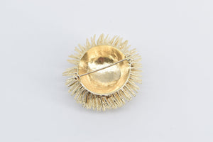 14K 0.30 Ct Diamond Solitaire Sea Urchin Pom Ball Pin/Brooch Yellow Gold