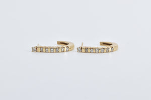 14K 0.48 Ctw Diamond Semi Hoop Curved Bar Earrings Yellow Gold