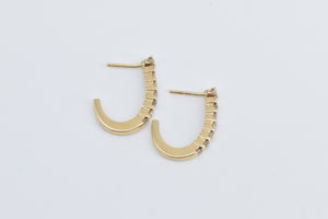 14K 0.48 Ctw Diamond Semi Hoop Curved Bar Earrings Yellow Gold