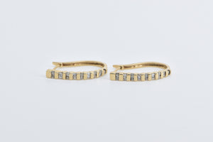 14K 0.40 Ctw Diamond 23mm Oval Fashion Hoop Earrings Yellow Gold