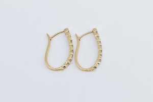 14K 0.40 Ctw Diamond 23mm Oval Fashion Hoop Earrings Yellow Gold