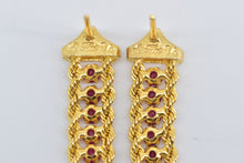 Load image into Gallery viewer, 22K Vintage Natural Ruby Rope Chain Dangle Drop Earrings Yellow Gold