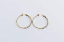 Load image into Gallery viewer, 10K 1.00 Ctw Diamond Encrusted 28mm Hoop Earrings Yellow Gold