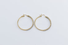 Load image into Gallery viewer, 10K 1.00 Ctw Diamond Encrusted 28mm Hoop Earrings Yellow Gold