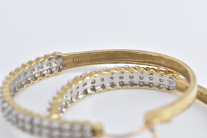 10K 1.00 Ctw Diamond Encrusted 28mm Hoop Earrings Yellow Gold