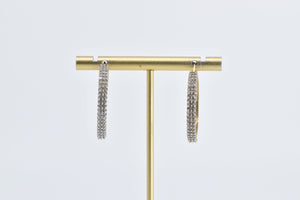 10K 1.00 Ctw Diamond Encrusted 28mm Hoop Earrings Yellow Gold