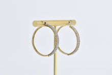 Load image into Gallery viewer, 10K 1.00 Ctw Diamond Encrusted 28mm Hoop Earrings Yellow Gold