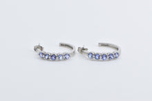 Load image into Gallery viewer, 14K Vintage Tanzanite 3/4 Hoop Vintage Fashion Earrings White Gold