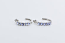 Load image into Gallery viewer, 14K Vintage Tanzanite 3/4 Hoop Vintage Fashion Earrings White Gold