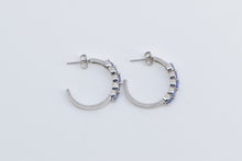 Load image into Gallery viewer, 14K Vintage Tanzanite 3/4 Hoop Vintage Fashion Earrings White Gold