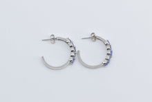 Load image into Gallery viewer, 14K Vintage Tanzanite 3/4 Hoop Vintage Fashion Earrings White Gold