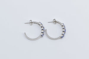 14K Vintage Tanzanite 3/4 Hoop Vintage Fashion Earrings White Gold