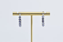 Load image into Gallery viewer, 14K Vintage Tanzanite 3/4 Hoop Vintage Fashion Earrings White Gold