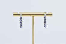 Load image into Gallery viewer, 14K Vintage Tanzanite 3/4 Hoop Vintage Fashion Earrings White Gold