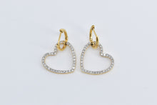 Load image into Gallery viewer, Sterling Silver Gold Plated 0.35 Ctw Diamond Heart Love Dangle Earrings