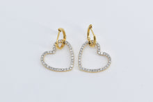 Load image into Gallery viewer, Sterling Silver Gold Plated 0.35 Ctw Diamond Heart Love Dangle Earrings