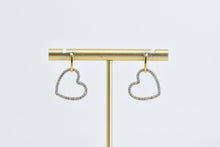 Load image into Gallery viewer, Sterling Silver Gold Plated 0.35 Ctw Diamond Heart Love Dangle Earrings