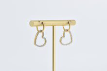 Load image into Gallery viewer, Sterling Silver Gold Plated 0.35 Ctw Diamond Heart Love Dangle Earrings