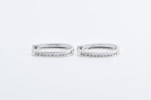 14K 0.66 Ctw Diamond Oval Classic Fashion Hoop Earrings White Gold