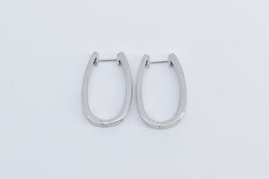 14K 0.66 Ctw Diamond Oval Classic Fashion Hoop Earrings White Gold