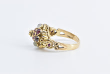 Load image into Gallery viewer, 14K 1960&#39;s Diamond Multi Stone Ornate Ring Yellow Gold