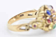 Load image into Gallery viewer, 14K 1960&#39;s Diamond Multi Stone Ornate Ring Yellow Gold