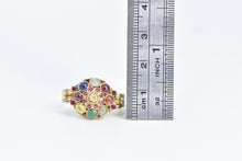 Load image into Gallery viewer, 14K 1960&#39;s Diamond Multi Stone Ornate Ring Yellow Gold