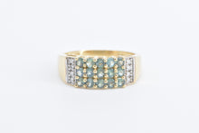 Load image into Gallery viewer, 14K Green Sapphire Diamond Squared Band Ring Yellow Gold