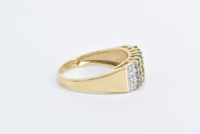 Load image into Gallery viewer, 14K Green Sapphire Diamond Squared Band Ring Yellow Gold