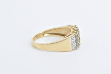Load image into Gallery viewer, 14K Green Sapphire Diamond Squared Band Ring Yellow Gold