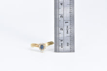 Load image into Gallery viewer, 10K Pear Sapphire Diamond Halo Chevron Engagement Ring Yellow Gold