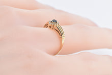 Load image into Gallery viewer, 10K Pear Sapphire Diamond Halo Chevron Engagement Ring Yellow Gold