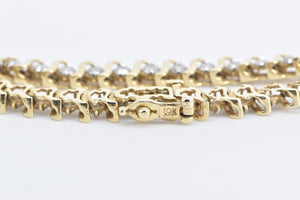 10K 1.50 Ctw Diamond Classic Wavy Link Tennis Bracelet 6.75" Yellow Gold