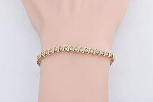 10K 1.50 Ctw Diamond Classic Wavy Link Tennis Bracelet 6.75" Yellow Gold