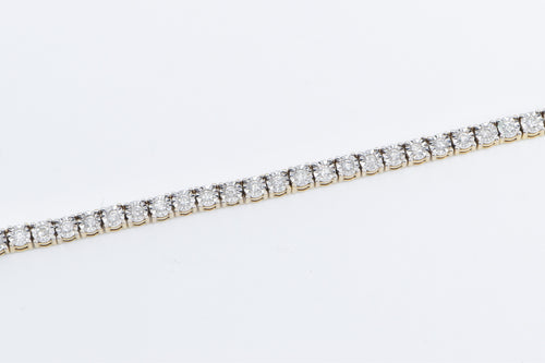 10K 4.00 Ctw Diamond Vintage Round Link Tennis Necklace 20