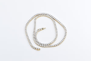 10K 4.00 Ctw Diamond Vintage Round Link Tennis Necklace 20" Yellow Gold