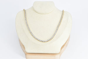 10K 4.00 Ctw Diamond Vintage Round Link Tennis Necklace 20" Yellow Gold