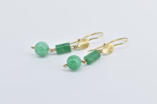 Load image into Gallery viewer, 14K Vintage Jade Ball Pillar Dangle Fashion Earrings Yellow Gold