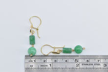 Load image into Gallery viewer, 14K Vintage Jade Ball Pillar Dangle Fashion Earrings Yellow Gold