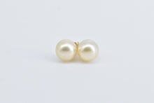 Load image into Gallery viewer, 14K 7.7mm Pearl Vintage Classic Simple Stud Earrings Yellow Gold