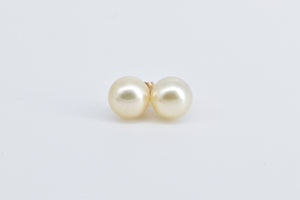 14K 7.7mm Pearl Vintage Classic Simple Stud Earrings Yellow Gold