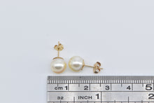 Load image into Gallery viewer, 14K 7.7mm Pearl Vintage Classic Simple Stud Earrings Yellow Gold