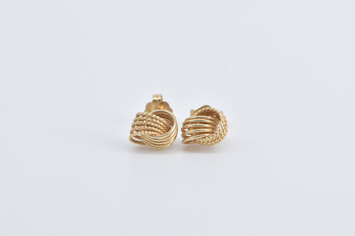 14K Vintage Knot Twist Fashion Ball Fashion Stud Earrings Yellow Gold