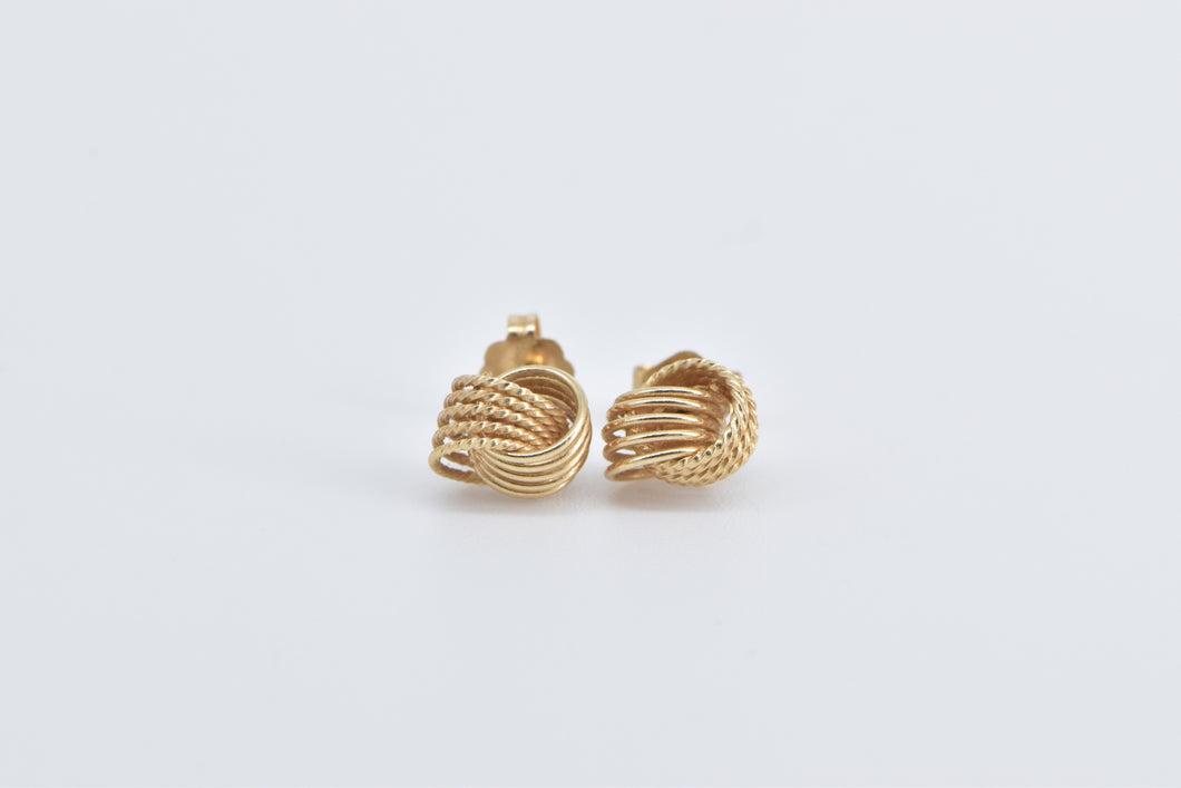 14K Vintage Knot Twist Fashion Ball Fashion Stud Earrings Yellow Gold