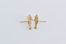 Load image into Gallery viewer, 14K Detailed Sea Horse Ocean Animal Beach Stud Earrings Yellow Gold