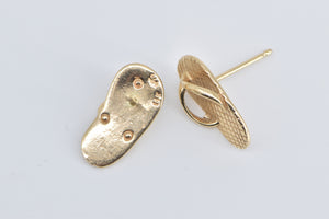 14K 3D Flip Flop Shoe Beach Sandal Summer Stud Earrings Yellow Gold