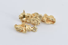 Load image into Gallery viewer, 14K Textured Nugget Cluster Vintage Dangle Earrings Yellow Gold