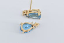 Load image into Gallery viewer, 14K Pear Blue Topaz Diamond Accent Stud Earrings Yellow Gold